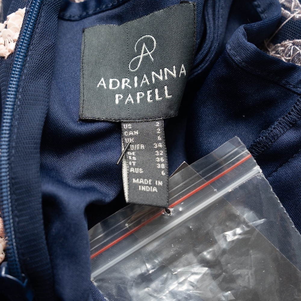 Adrianna Papell Beaded Flutter Sleeve Dress - Picture 4 of 16